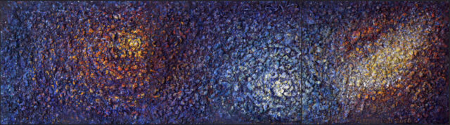 Abstract painting Vibrations of Universe The Cosmic Spectrum by Ararat Petrossian-triptiic