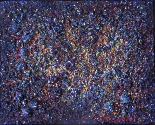 Abstract painting Vibrations of universe Lights in the darkness by Ararat Petrossian