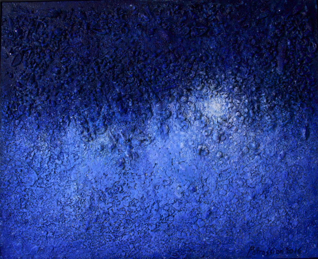 Abstract painting Vibrations of universe Ultramarine vibration by Ararat Petrossian